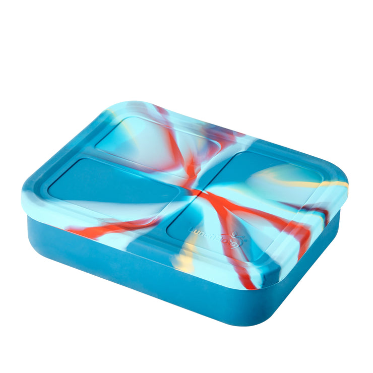 Lunchbots Large Silicone Build-A-Bento Box - Blue/Red Tie Dye