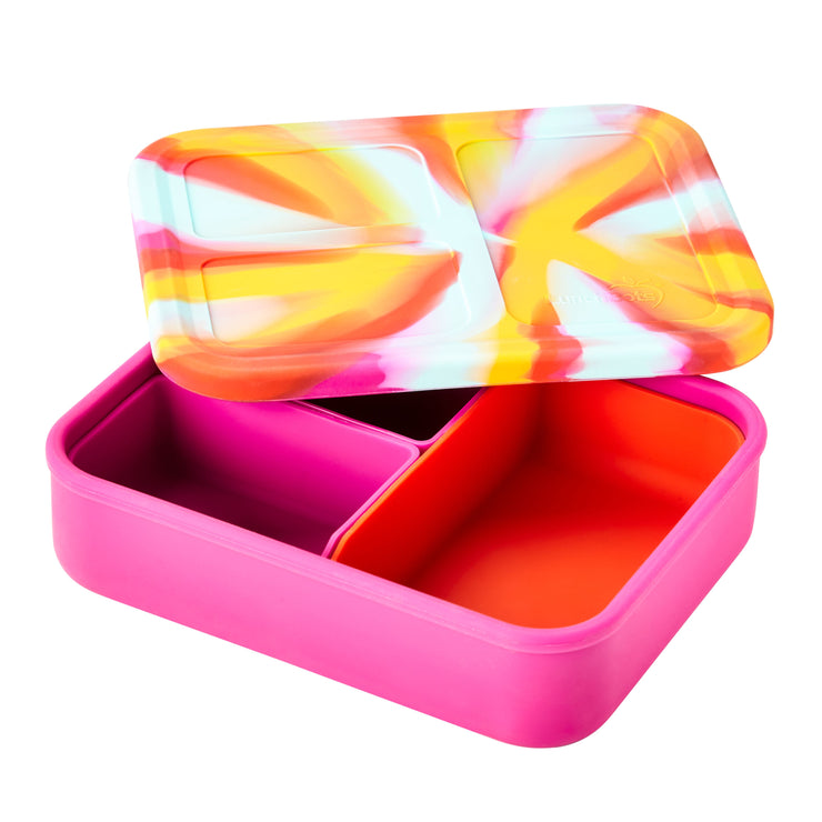 Lunchbots Large Silicone Build-A-Bento Box - Pink/Orange Tie Dye