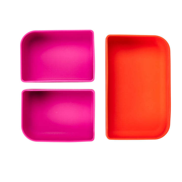 Lunchbots Large Silicone Build-A-Bento Box - Pink/Orange Tie Dye