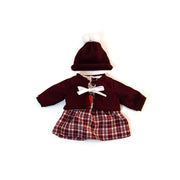 Miniland 15 inch Baby Doll Maroon Dress and Cardigan
