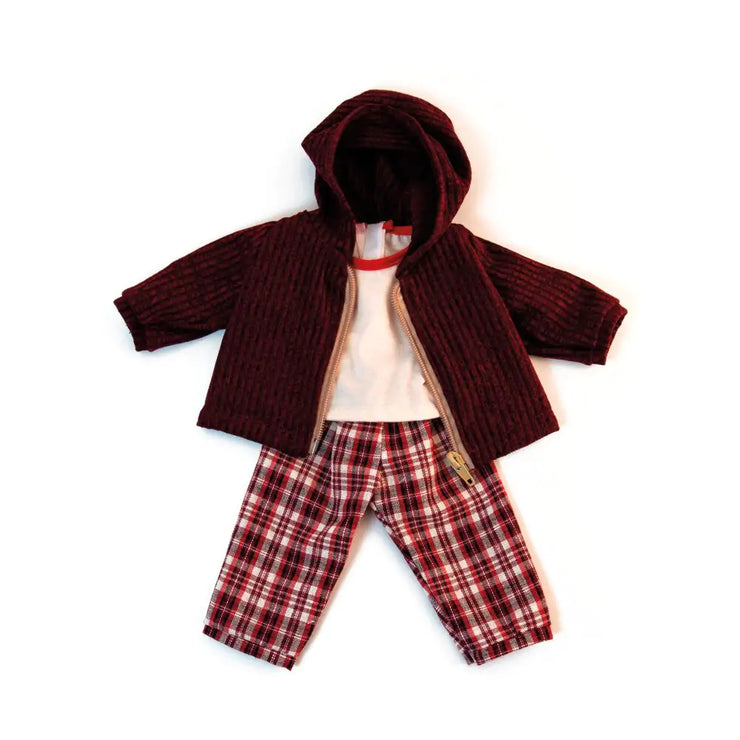 Miniland 15 inch Baby Doll Maroon Hoody and Trousers
