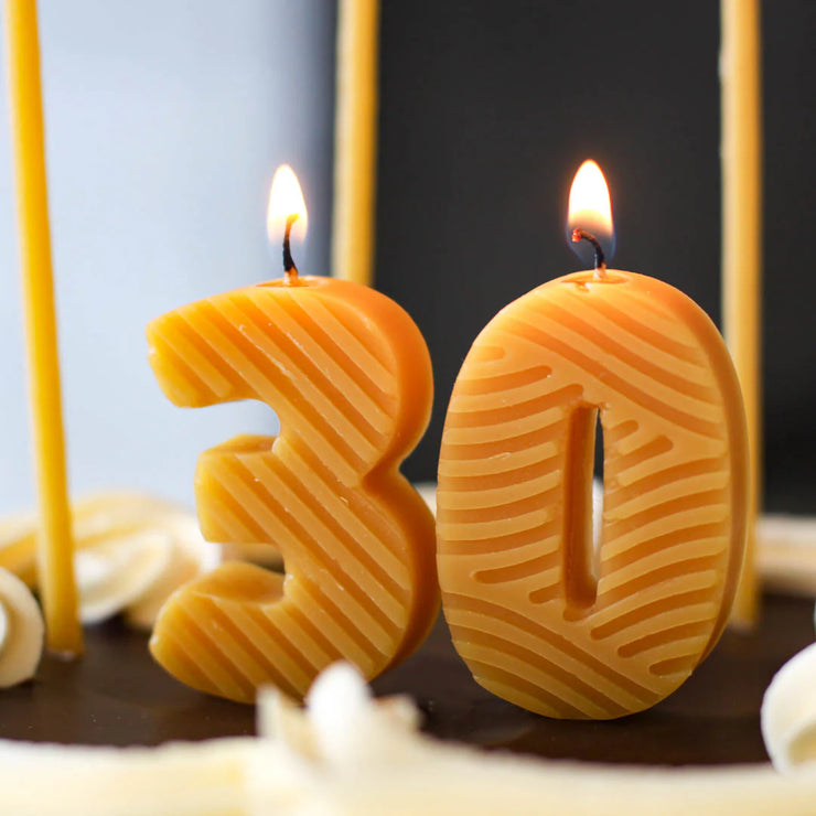 Natural Beeswax Numbered Birthday Candle