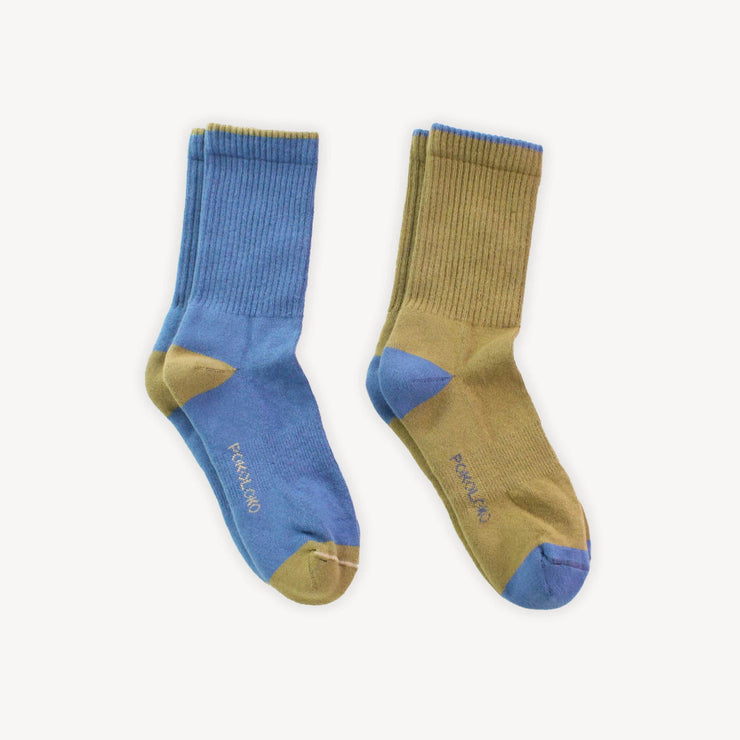 Pima Cotton Heel Toe Socks 2pk - Brown/Blue
