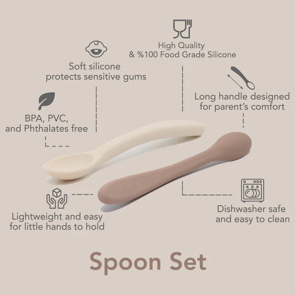 noüka Feeding Spoon Set - Leaf/Light Storm