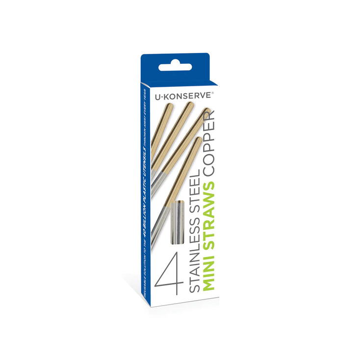 Stainless Steel Mini Copper Straws - Set of 4