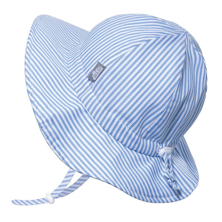 Adjustable Cotton Floppy Hat - Blue Stripes