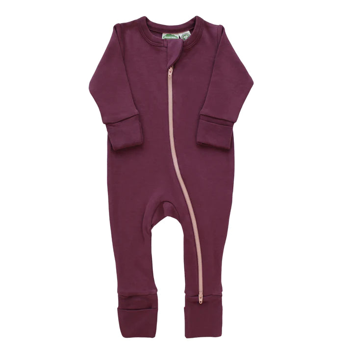 2-Way Zip Organic Cotton Romper | Berry
