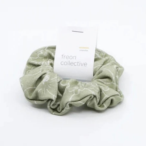 Organic Cotton Hair Scrunchie - Olive Florals