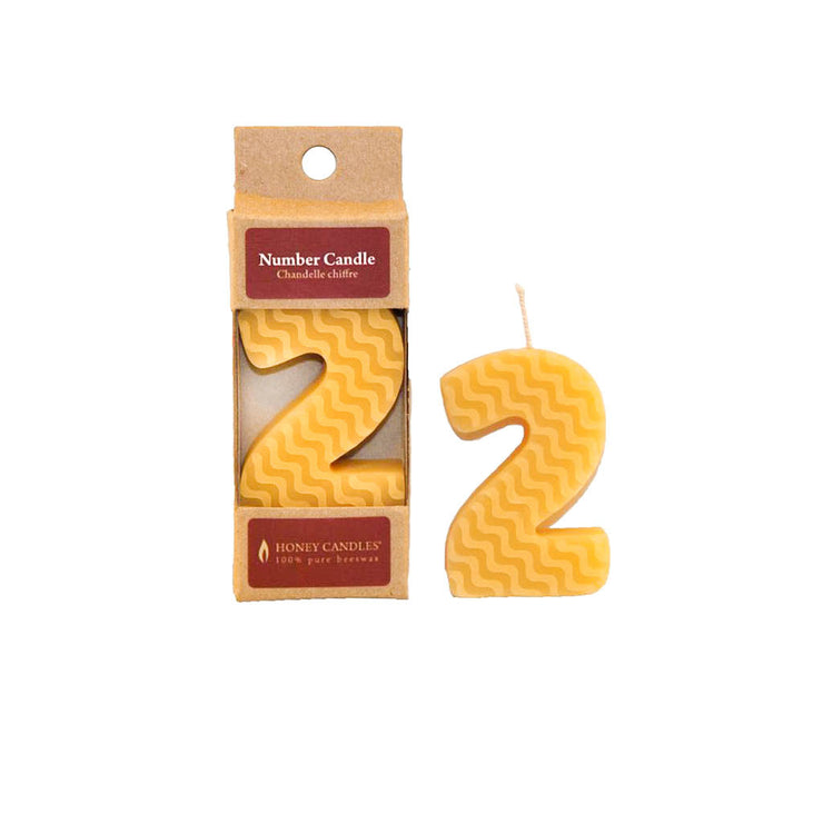 Natural Beeswax Numbered Birthday Candle