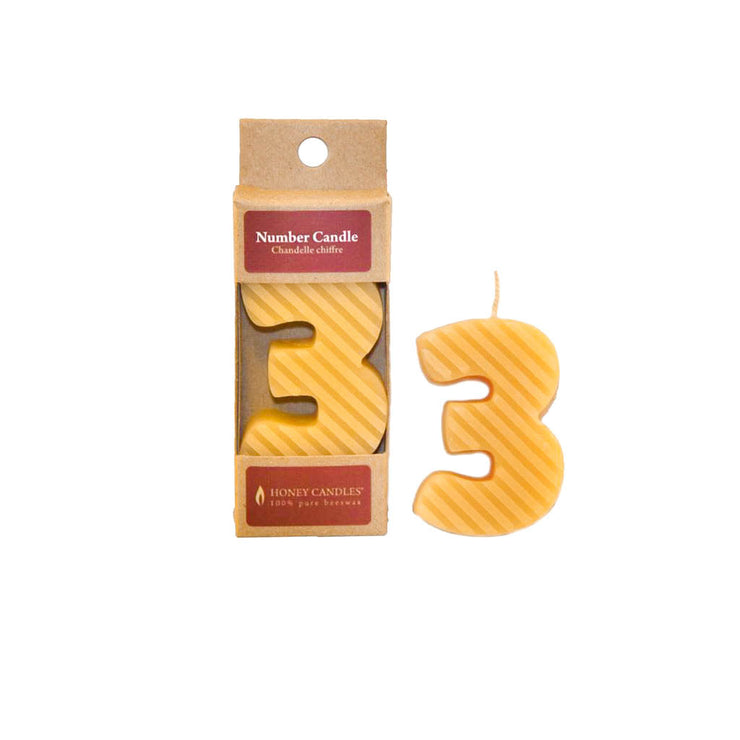 Natural Beeswax Numbered Birthday Candle