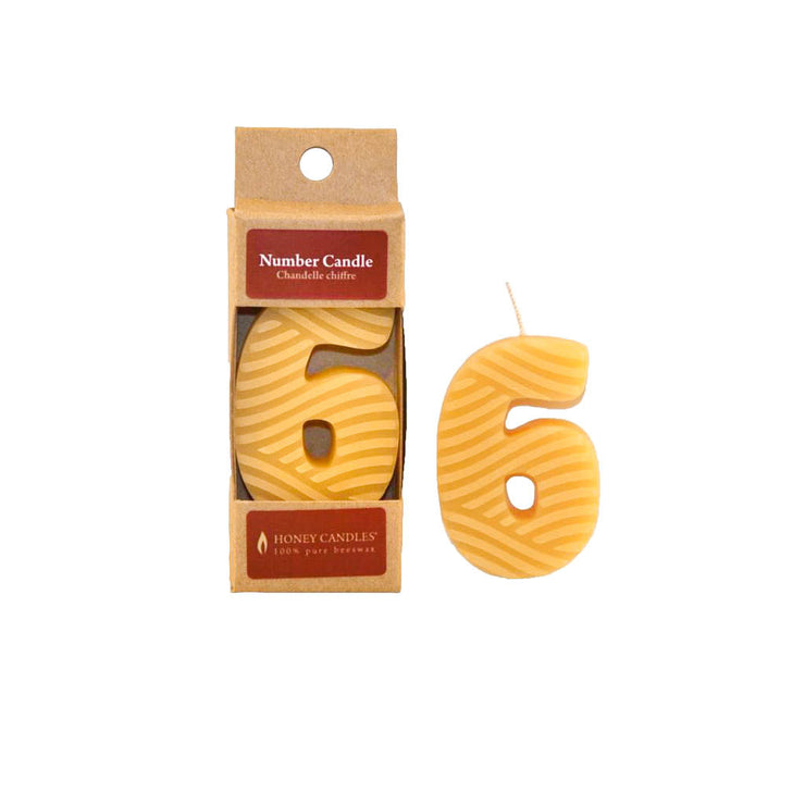 Natural Beeswax Numbered Birthday Candle