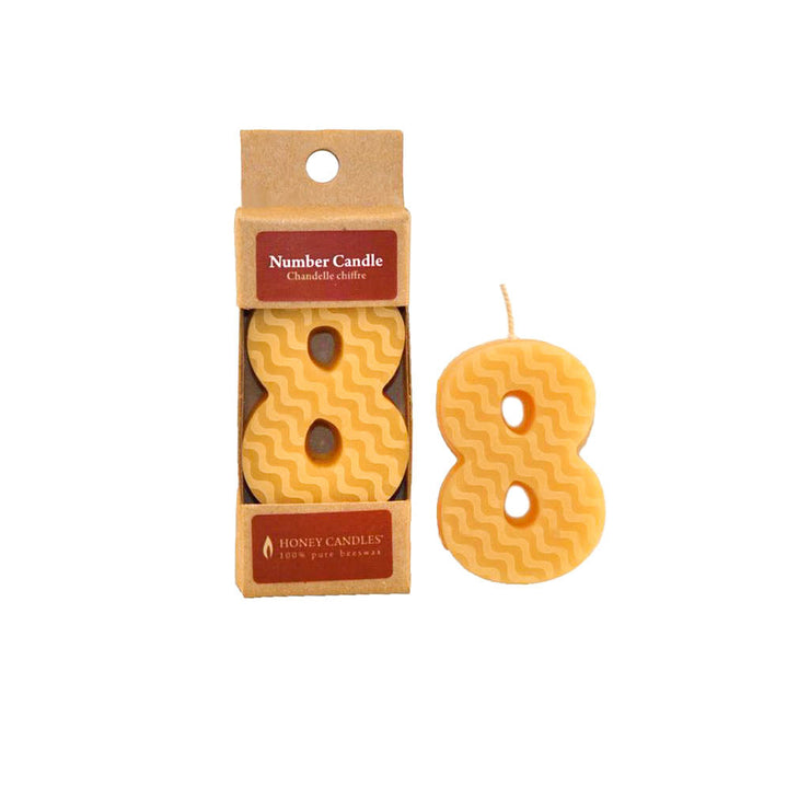 Natural Beeswax Numbered Birthday Candle