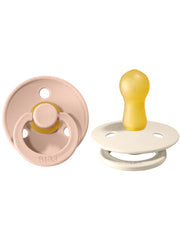BIBS Natural Rubber Pacifier 2 PK - Round - Blush/Ivory