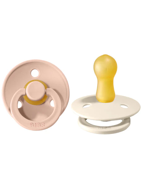 BIBS Natural Rubber Pacifier 2 PK - Round - Blush/Ivory