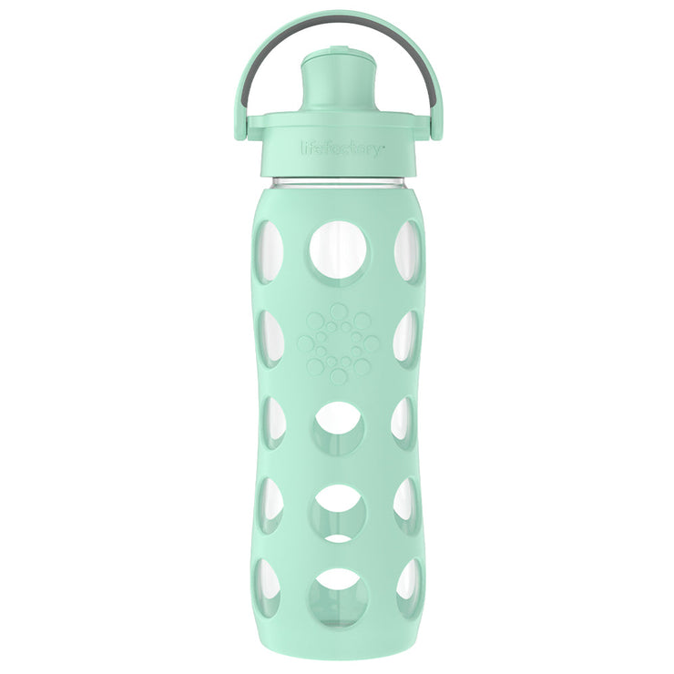 22oz Glass Water Bottle with Silicone Sleeve + Active Cap