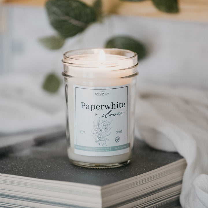 Pure Soy Wax Candle - Paperwhite + Clover